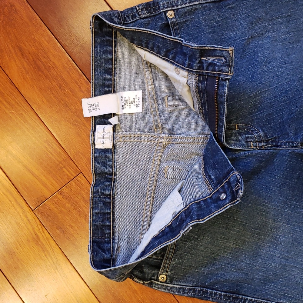 8 x 32 Calvin Klein CK Slim Bootcut Blue Denim Jeans - Picture 9 of 11